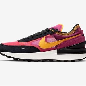 Nike Pink and Yellow Retro Sneakers Vibrant Design- Size (9), Men